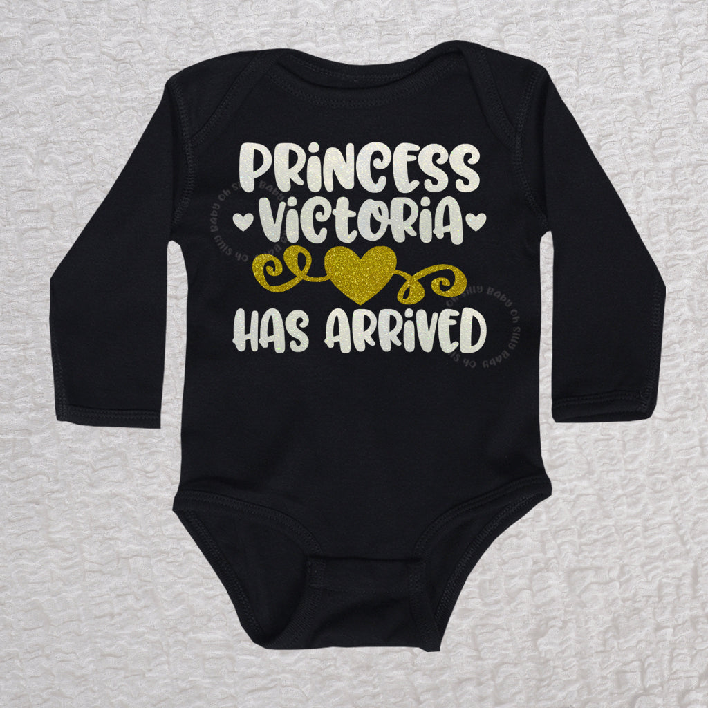 Princess Has Arrived Long Sleeve Black Bodysuit