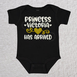 Princess Has Arrived Short Sleeve Black Bodysuit