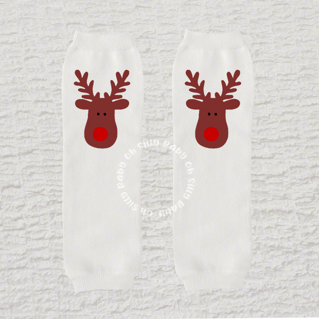 Rudolph White Leg Warmer