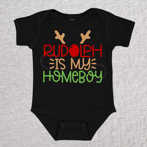 Rudolph Short Sleeve Black Bodysuit