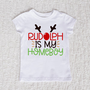 Rudolph Short Sleeve Girl White Shirt