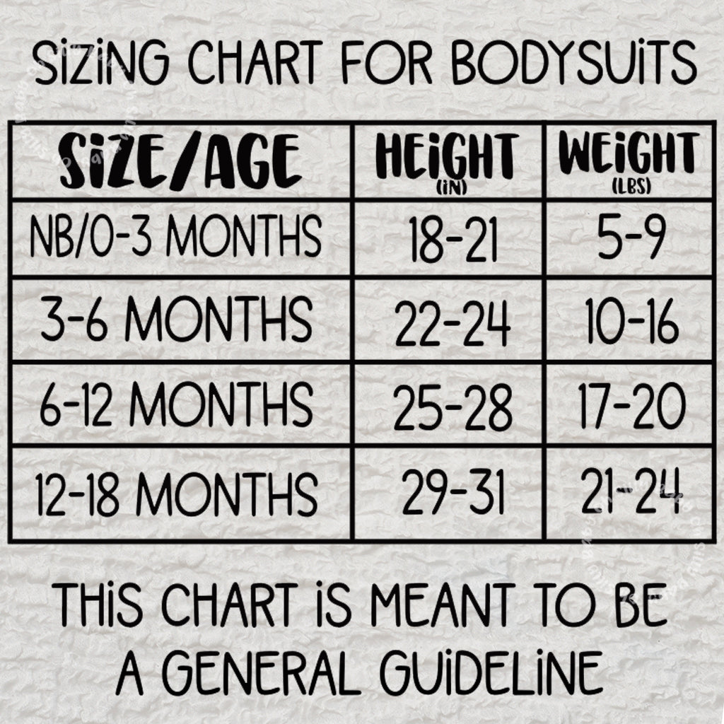 Sizing Chart Bodysuits Oh Silly Baby