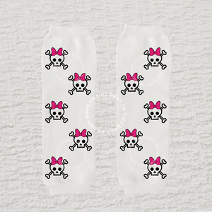 Skull and Crossbone Girl White Baby Leg Warmers