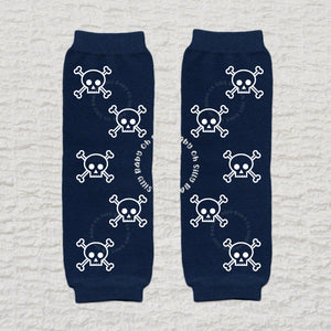 Skull And Crossbone Navy Blue Baby Leg Warmers