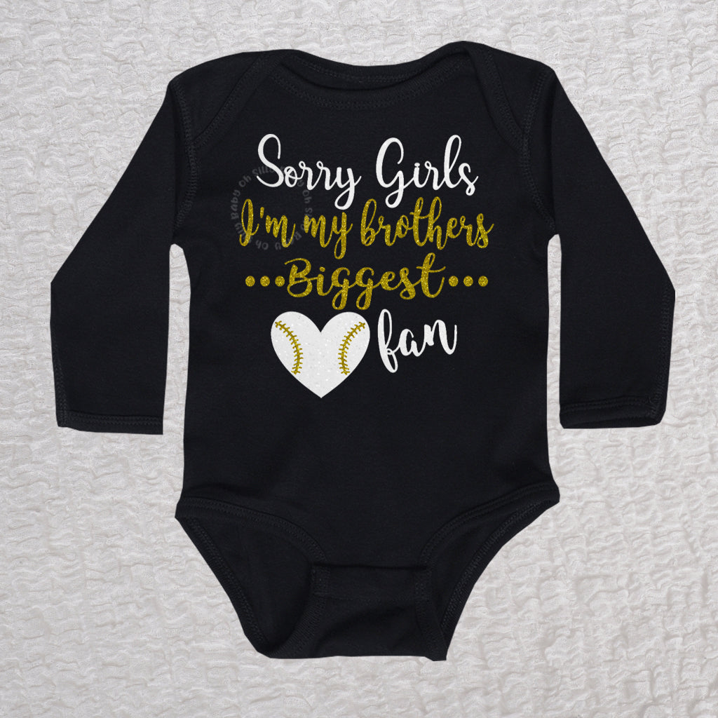 Brothers Biggest Fan Long Sleeve Black Bodysuit