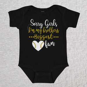 Brothers Biggest Fan Short Sleeve Black Bodysuit