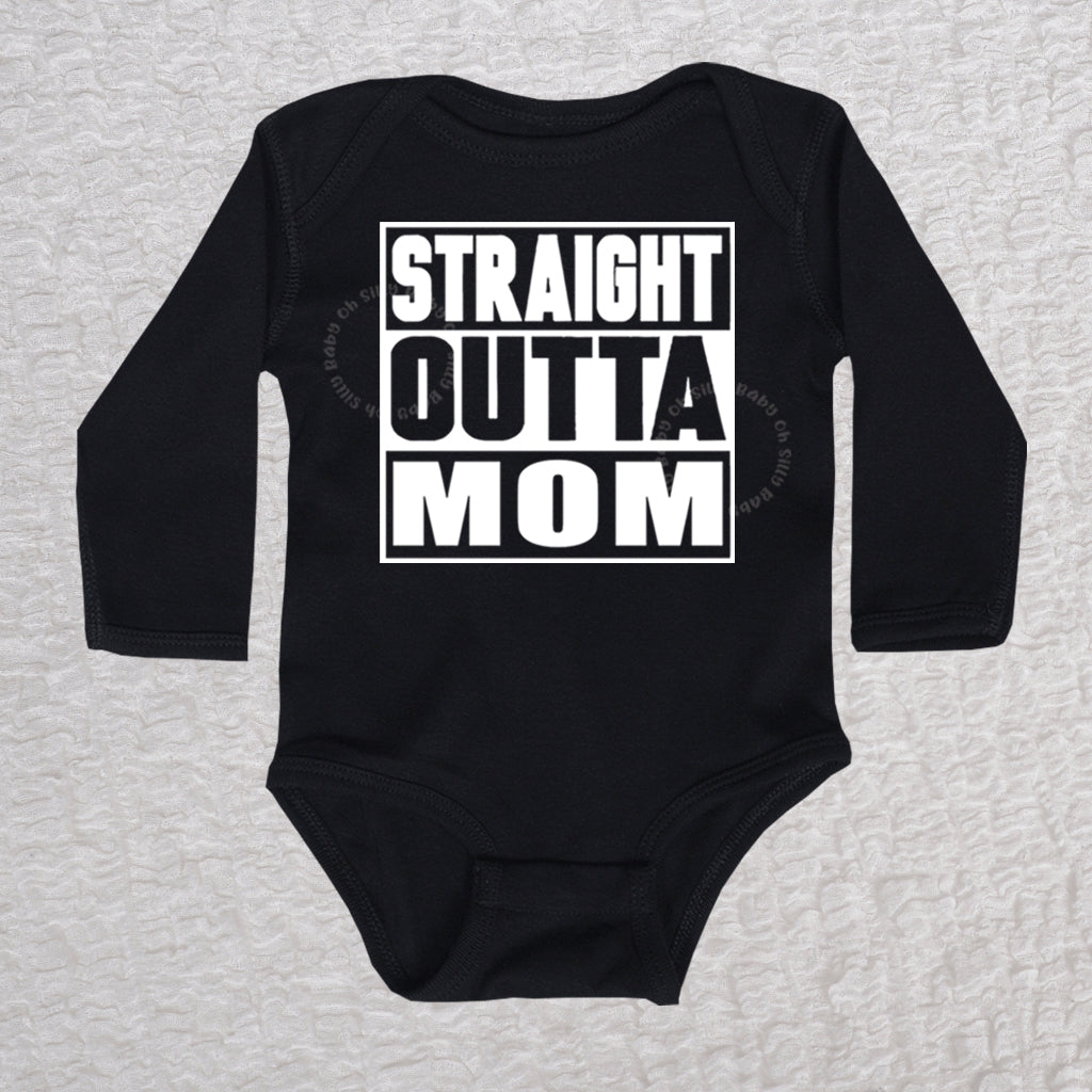 Straight Outta Mom Long Sleeve Black Bodysuit