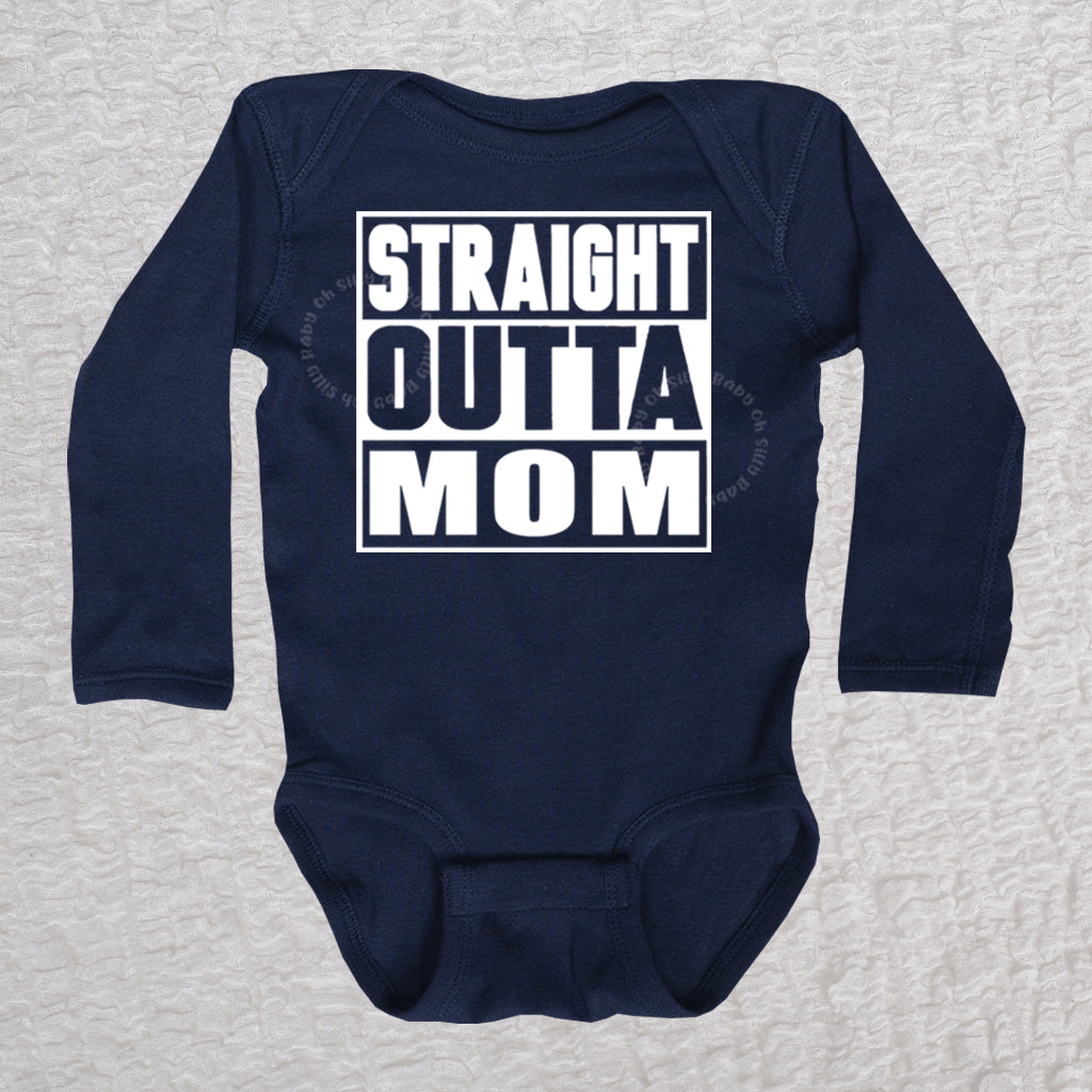 Straight Outta Mom Long Sleeve Navy Bodysuit