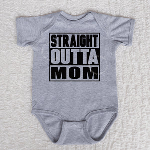 Straight Outta Mom Short Sleeve Heather Bodysuit