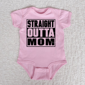 Straight Outta Mom Short Sleeve Pink Bodysuit