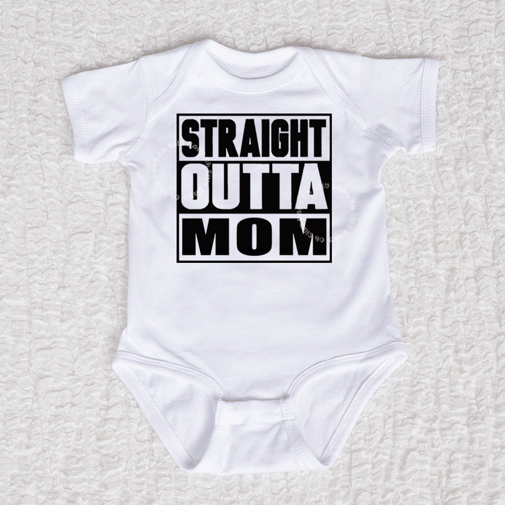 Straight Outta Mom Short Sleeve White Bodysuit