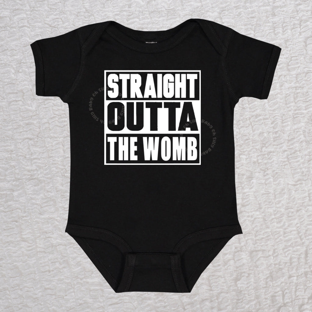 Straight Outta The Womb Short Sleeve Black Bodysuit