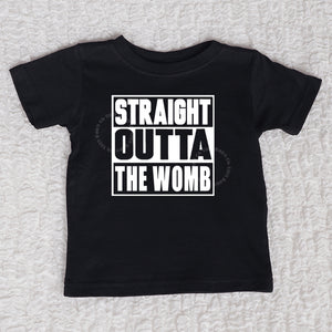 Straight Outta The Womb Crew Neck Black Shirt