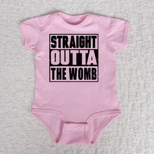 Straight Outta The Womb Short Sleeve Pink Bodysuit