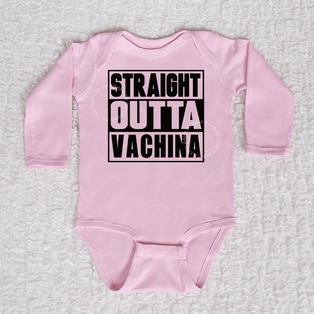 Straight Outta Vachina Long Sleeve Pink Bodysuit