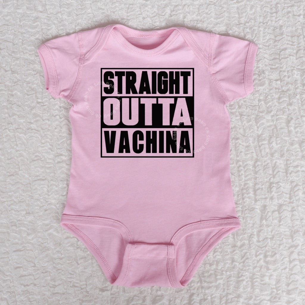 Straight Outta Vachina Short Sleeve Pink Bodysuit