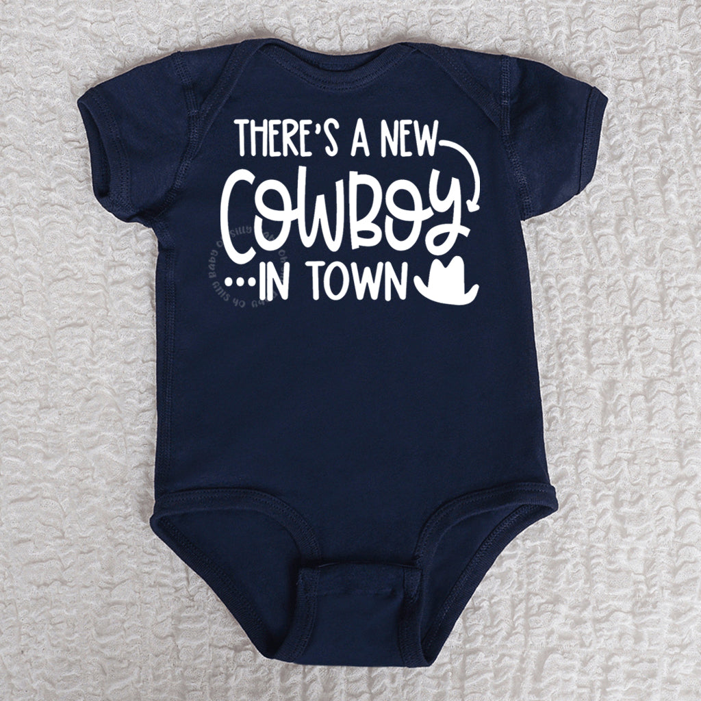 Cowboy In Town Short Sleeve Navy Bodysuit