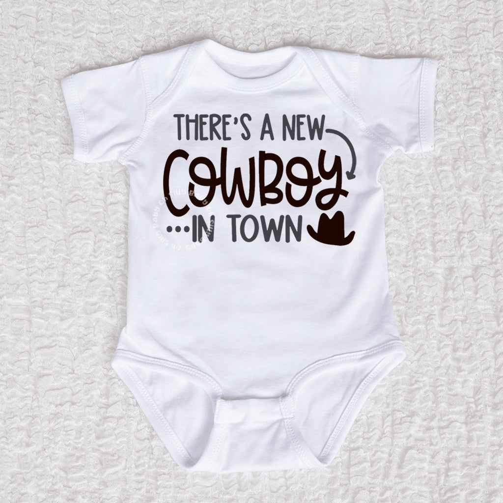 Cowboy In Town Short Sleeve White Bodysuit