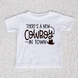 Cowboy In Town Crew Neck White Shirt