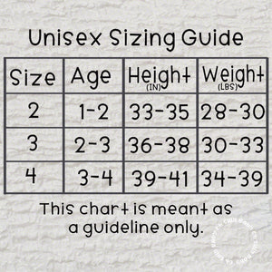 Unisex Toddler Raglan Sizing Chart