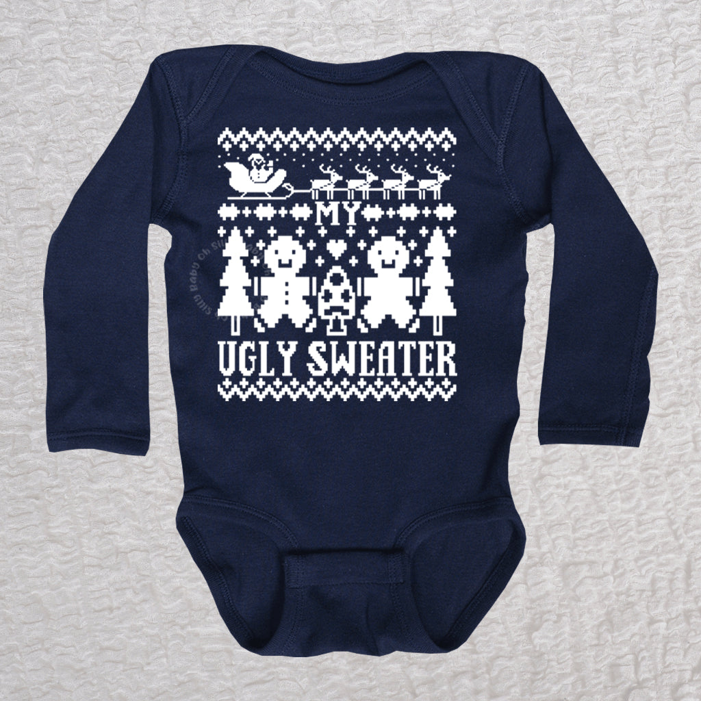 Ugly Sweater Long Sleeve Navy Bodysuit