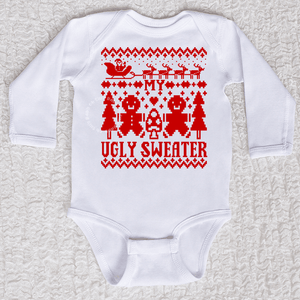 Ugly Sweater Long Sleeve White Bodysuit