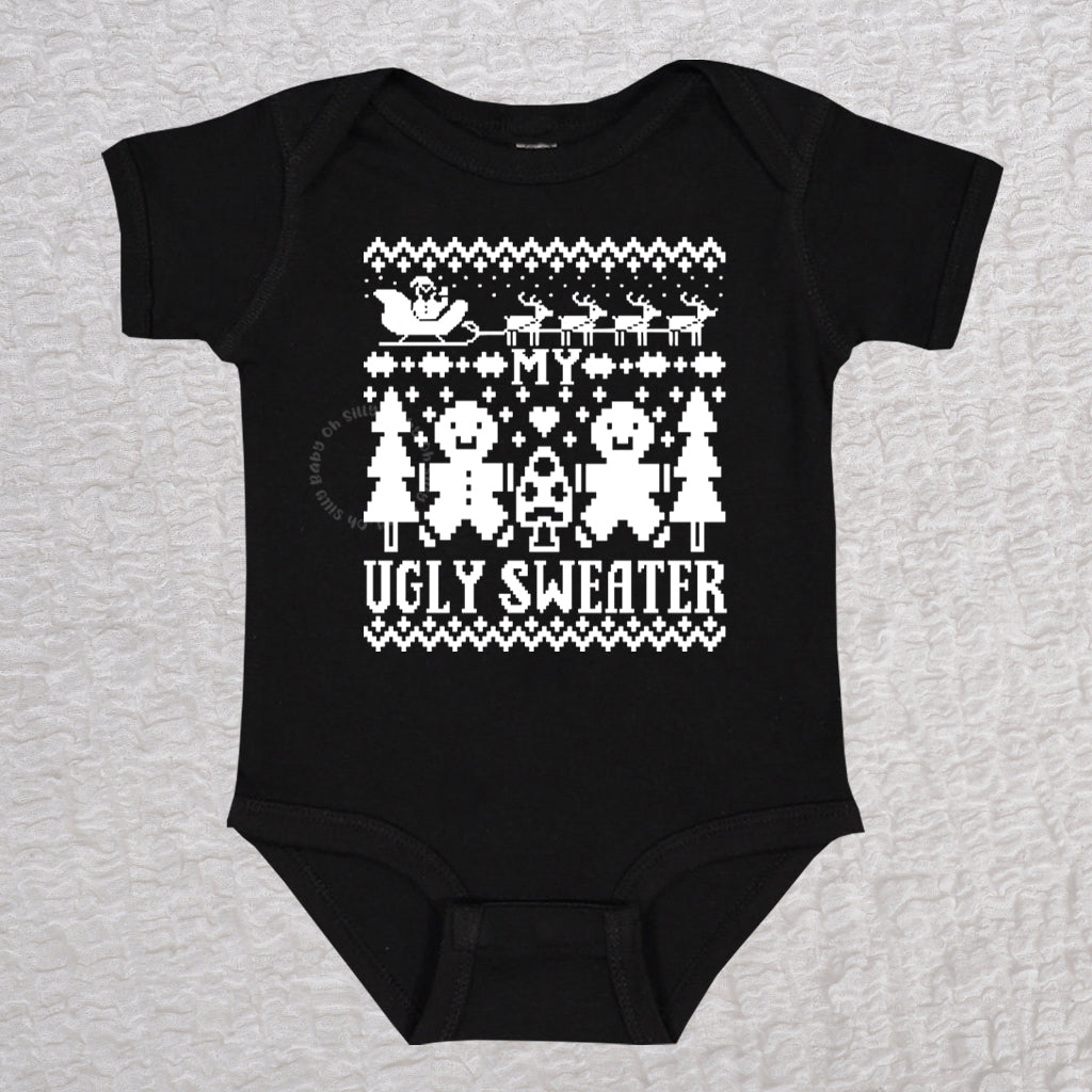 Ugly Sweater Short Sleeve Black Bodysuit