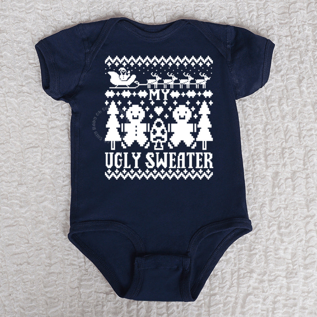 Ugly Sweater Short Sleeve Navy Bodysuit