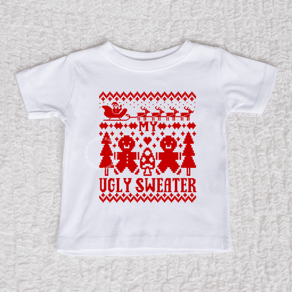 Ugly Sweater Crew Neck White Shirt