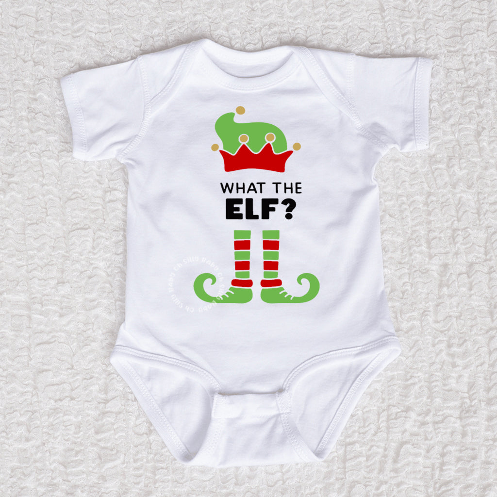 What The Elf Short Sleeve White Bodysuit